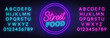© TanyaFox - Street Food Neon Sign on brick wall background.