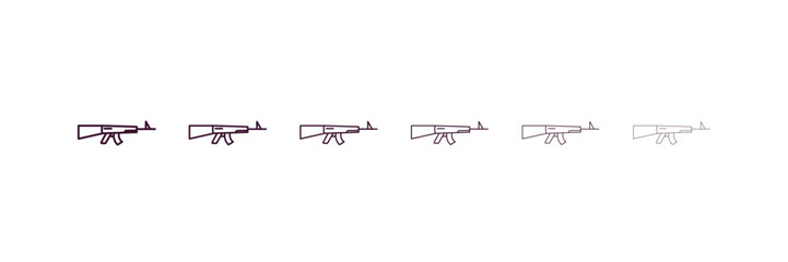 kalashnikov outline icon. Linear vector from army and military concept. 6 different line style kalashnikov icon included thin, light, regular, medium, bold, black.