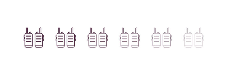 two way radio outline icon. Linear vector from army and military concept. 6 different line style two way radio icon included thin, light, regular, medium, bold, black.