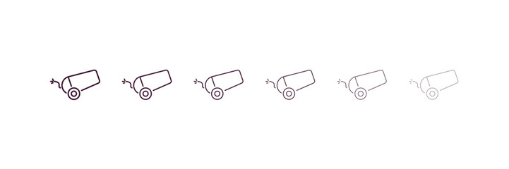 Poster - canon outline icon. Linear vector from army and military concept. 6 different line style canon icon included thin, light, regular, medium, bold, black.