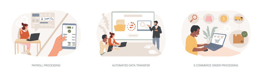 Poster - Automated business processes isolated cartoon vector illustrations se