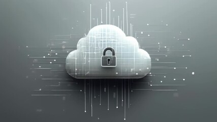 Poster - Cloud computing icon with a digital lock symbolizing data security and protection in modern business. Technology and cybersecurity concept.