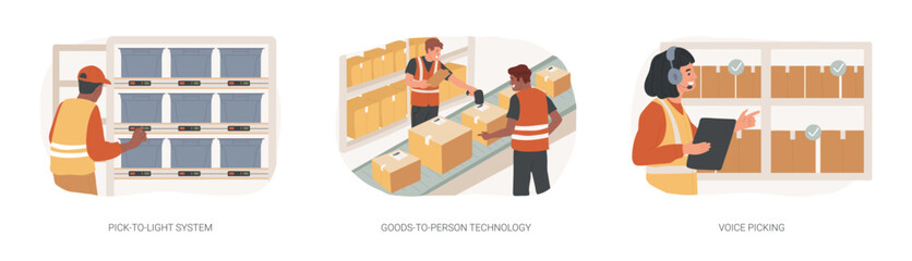 Poster - Warehousing technologies isolated cartoon vector illustrations se