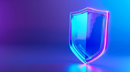 Sticker - A vibrant, neon shield symbolizing protection and security in a modern digital landscape.