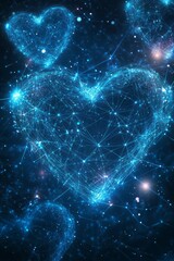 Canvas Print - A digital representation of glowing hearts in a network design.