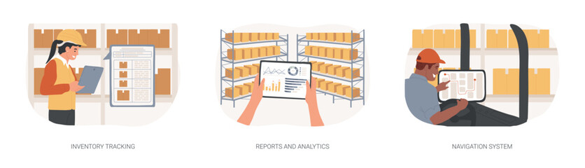 Poster - Warehouse management system isolated cartoon vector illustrations se
