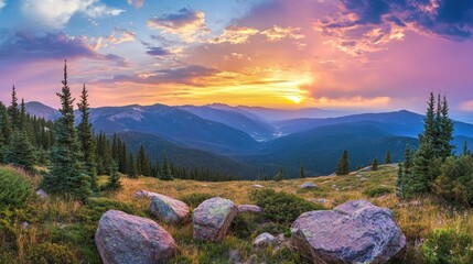 Wall Mural - Majestic Mountain Sunset