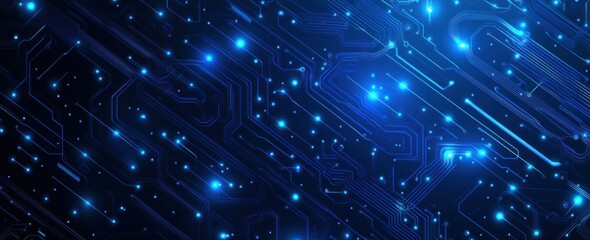 Poster - Abstract Circuit Board with Glowing Blue Lines