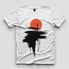 Sticker - A graphic t-shirt featuring a minimalist sunset design.