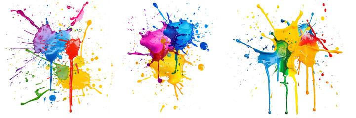 Wall Mural - Colorful paint splatters on isolated transparent background