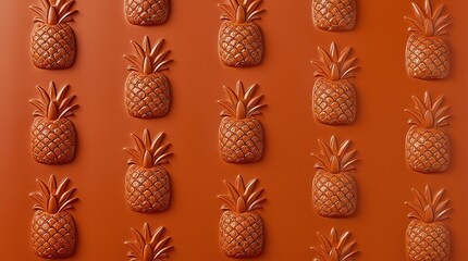 Wall Mural - orange background with pineapples