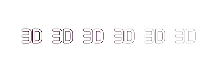 Aufkleber - 3d text outline icon. linear vector from cinema concept. 6 different line style 3d text icon include
