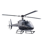 A sleek black helicopter in motion, showcasing modern design and engineering for transport, travel, or emergency services. isolated on a transparent background