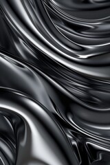 Wall Mural - Liquid metallic swirls in curvy drapery, creating a textured abstraction on a shiny, luxurious background.