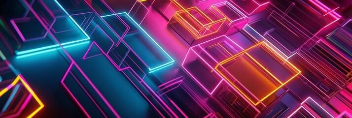 Poster - A futuristic abstract design with neon glowing elements, creating a dynamic and modern effect.