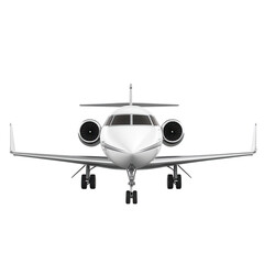 Sleek private jet on a white background, showcasing modern aviation design and luxury travel capabilities. isolated on a transparent background