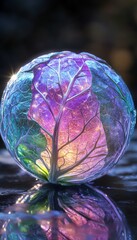 Wall Mural - A luminous orb resembling a leaf, showcasing vibrant colors.