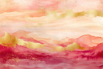 Wall Mural - Dawn in a desert of watercolor hues