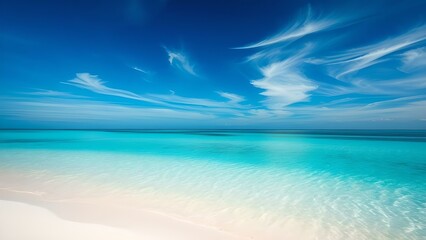 Paradise tropical island beach with blue sky and white sand coast