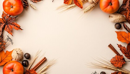 Autumn nature themed background. Leaf and fall illustration decoration for design with copy space