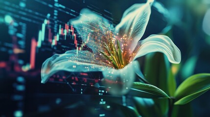 Poster - Flower Bloom in Digital World