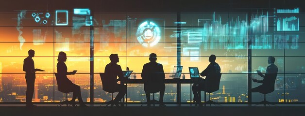 Poster - Business Professionals Analyzing Data