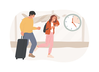 Wall Mural - Being late for the flight isolated cartoon vector illustrations.