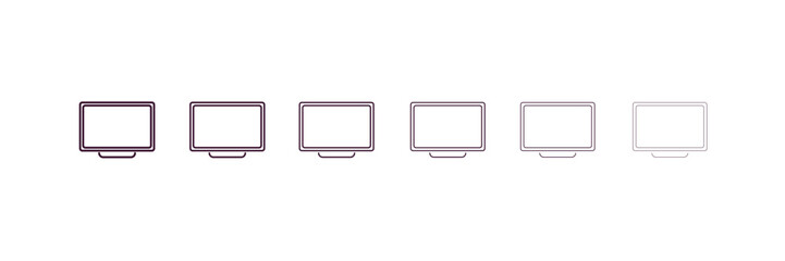 Poster - televisions outline icon. Linear vector from computer concept. 6 different line style televisions icon included thin, light, regular, medium, bold, black