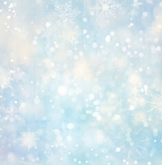 PNG Wintery snowflakes background with bokeh