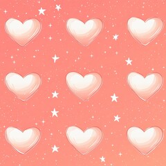 Wall Mural - A pattern of hearts and stars on a soft gradient background.