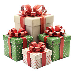 Christmas  gift box isolated on Transparent PNG Background.