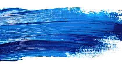 Wall Mural - Hand painted stroke of blue paint brush isolated on white background
