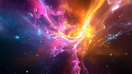 Wall Mural - Experience the beauty of a vibrant nebula filled with swirling colors and stars in deep space during a cosmic event