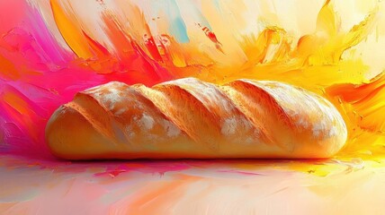 Bright digital art of bread with clean lines and modern, vivid colors.