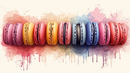 Wall Mural - Stylized illustration of macarons with imaginative artistic elements and distinctive design.