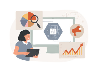 Wall Mural - AI-Powered Predictive Marketing Insights abstract concept vector illustration.