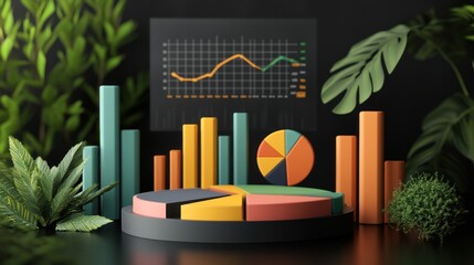 Colorful 3D Chart with Plants