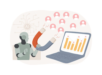 Poster - AI-Enhanced Automated Customer Engagement abstract concept vector illustration.