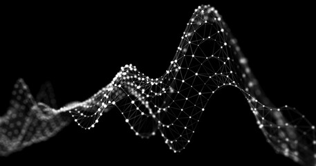 Poster - Internet technology network. Abstract black and white background. Large amount of data. 3d rendering.