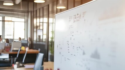 Aufkleber - Focused view of a whiteboard in a modern office space. Collaboration and strategic planning in business.