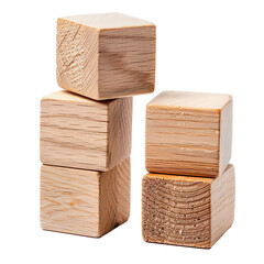 Poster - Five wooden cubes are stacked on top of each other, creating a simple yet interesting composition