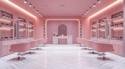 Pink Hair Salon Interior Design