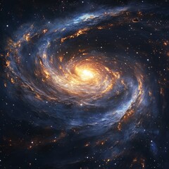 Sticker - A stunning spiral galaxy illuminated by bright stars and cosmic dust.