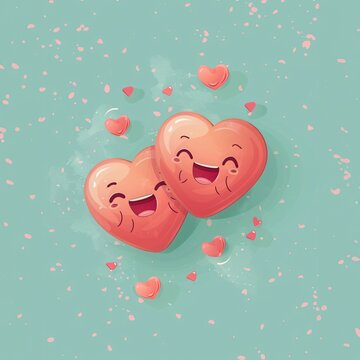 Two Cartoon Hearts With Faces, a high resolution AI illustration