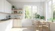 © nuupucca - Bright kitchen with large windows and minimalist Scandinavian design