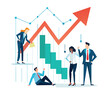 © Issara Jaikeng - business team analysis financial investment graph reporting performance results with business meeting work. vector illustration.