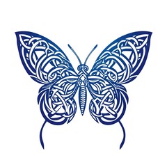 Canvas Print - butterfly silhouette in animal celtic knot, irish, nordic illustration on white background 