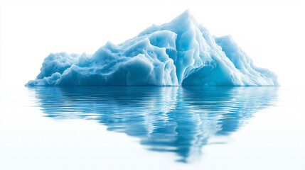 A single solitary iceberg melting into tranquil pool of water reflects beauty and fragility of nature. This serene scene captures essence of climate change and its impact on our planet