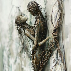 A Statue Of Two People Holding Hands, a high resolution AI illustration