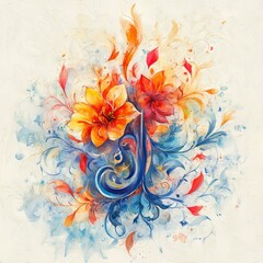 Wall Mural - A vibrant floral design featuring intricate patterns and colors.